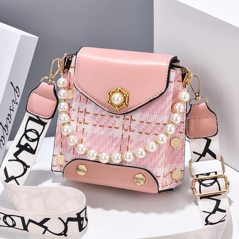 Fashion er womens cross body bag cute princess wallet classic shoulder bag summer pearl chain phone bag 240904
