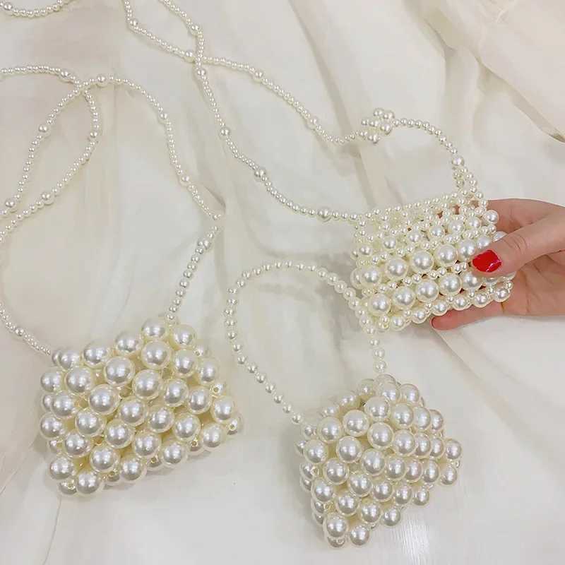 Fashionable handmade pearl coin wallet childrens cross bag girls summer party shoulder bag childrens mini wallet handbag W240906
