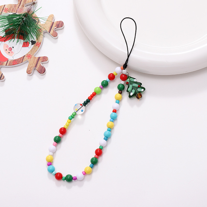 2023 New Chain Phone Case Hanging Rope Christmas Tree Pendant Short Wrist with Gingerbread Man Decoration
