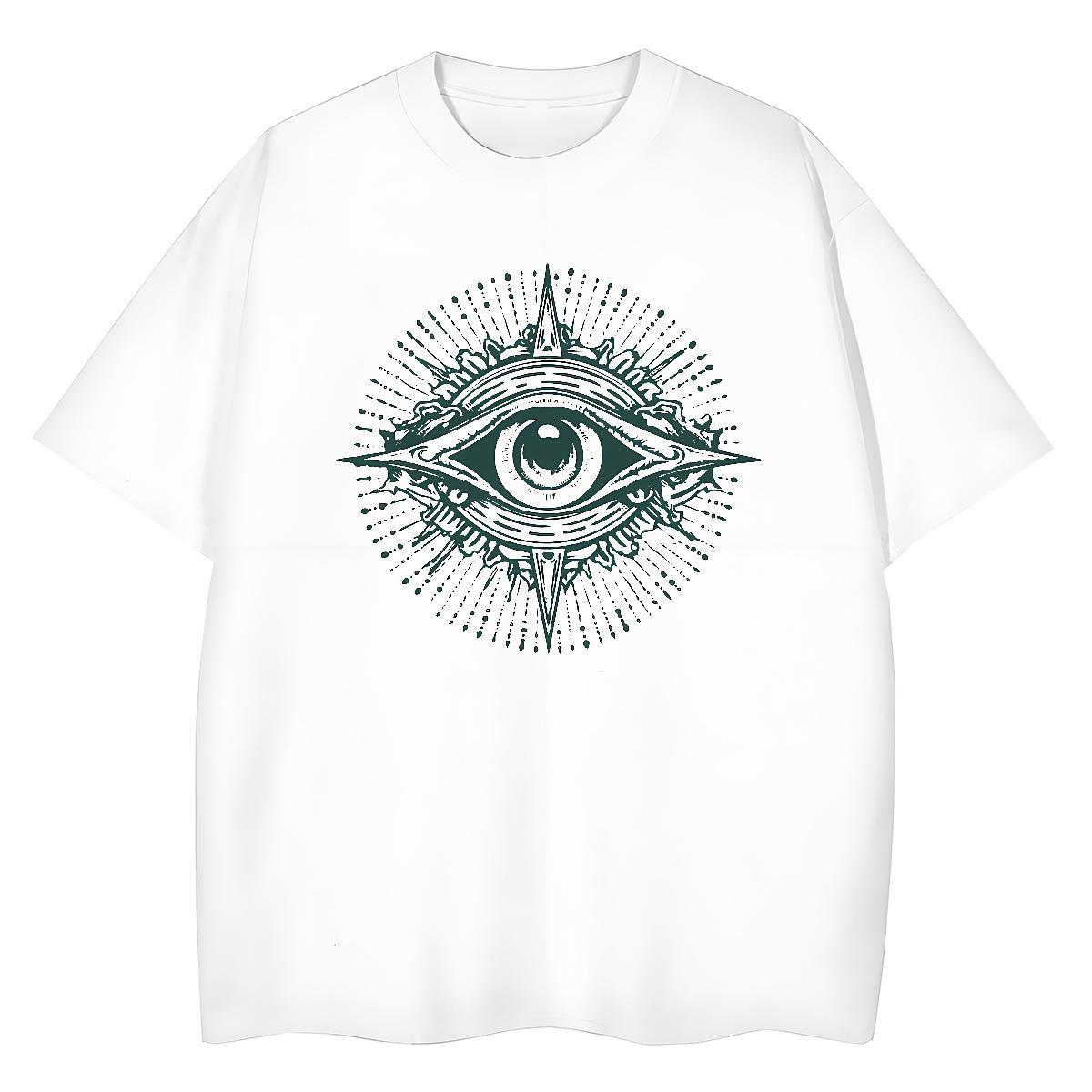 Fashion Casual T-Shirts 230g 100% Cotton Crew Neck Street eye of the devil Lady T shirt Free Shipping Anime Oversized Tops Shirt
