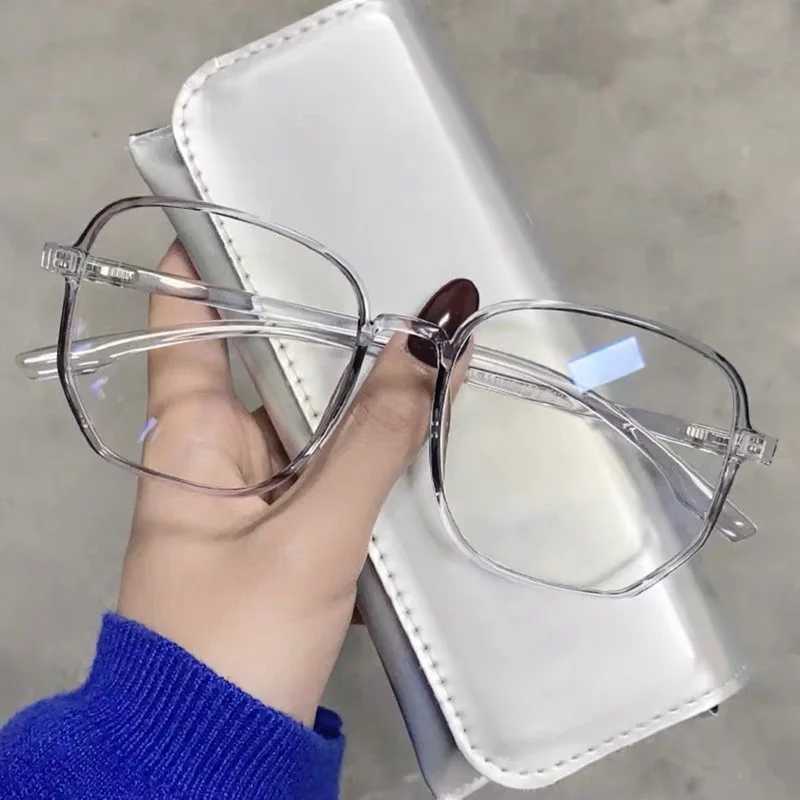 Fashionable large square frame anti blue light glasses for womens computer games eye protection glasses transparent glasses W240906