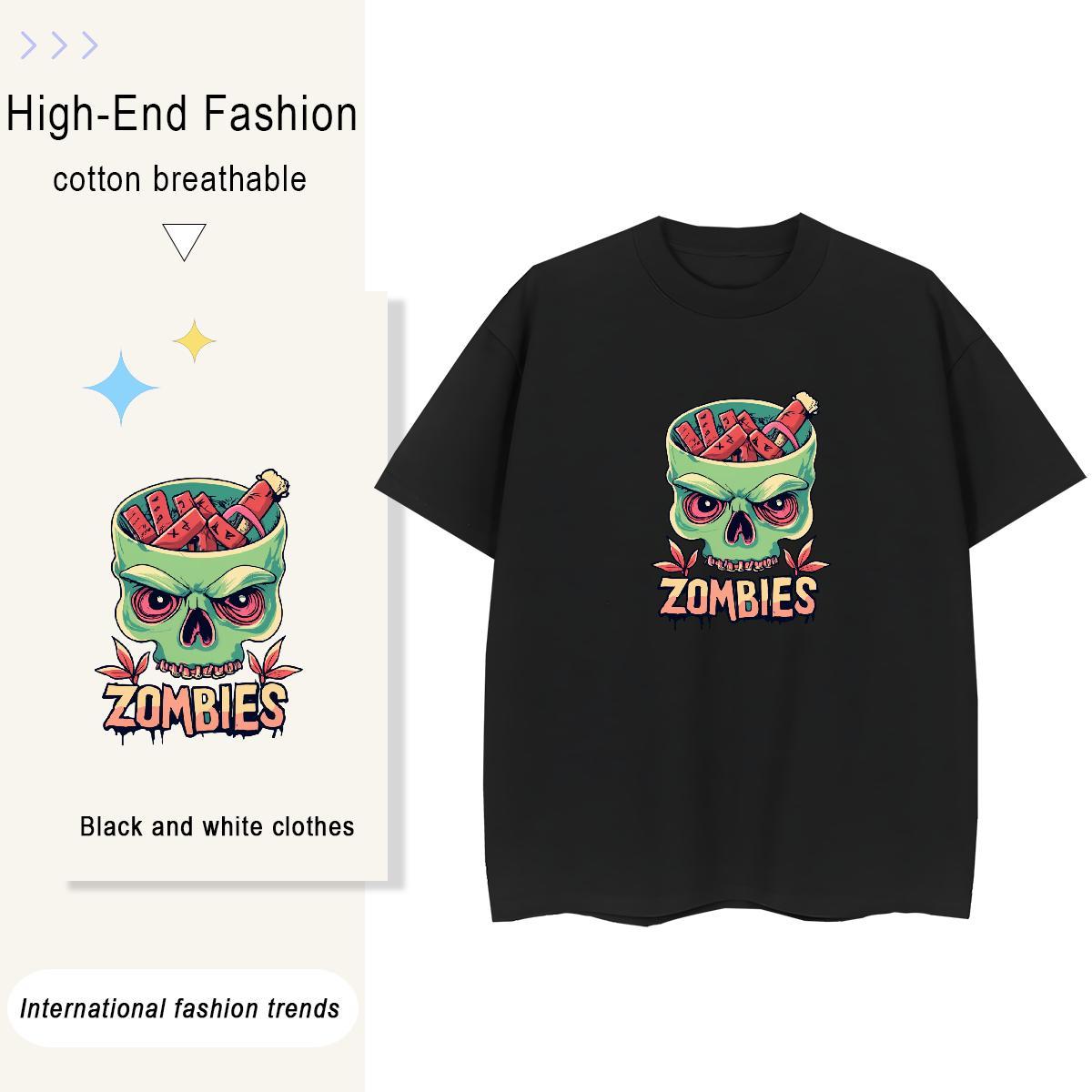 Fashion New T shirt 230g 100% Cotton Breathable Soft Summer Casual skull Unisex Tshirts 5A DIY Printed Clothings