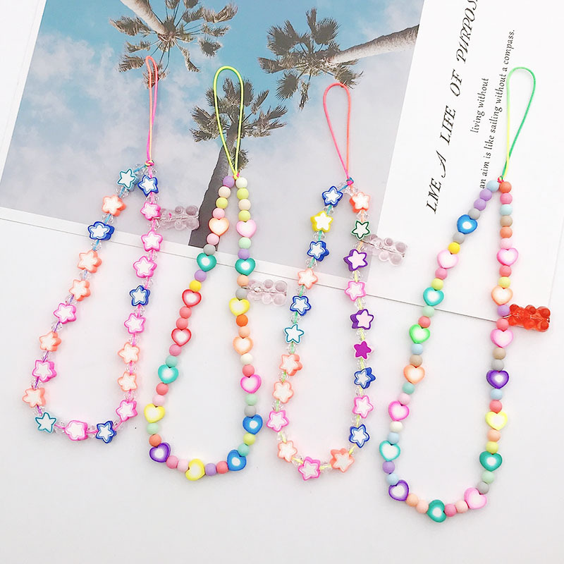 Yilian's new hot selling soft ceramic pentagonal star handmade DIY bead chain phone case
