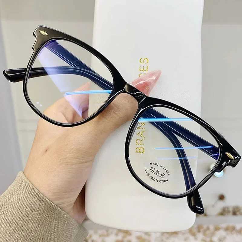 Super sized Myopia retro unisex transparent frame glasses anti blue light womens low beam glasses W240906