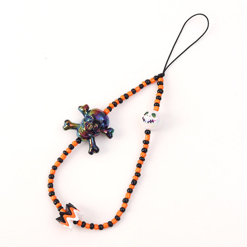 Halloween New Product Skull Pumpkin Ghost Head Bead Chain CCD Camera Accessories Phone Hanging Rope Female
