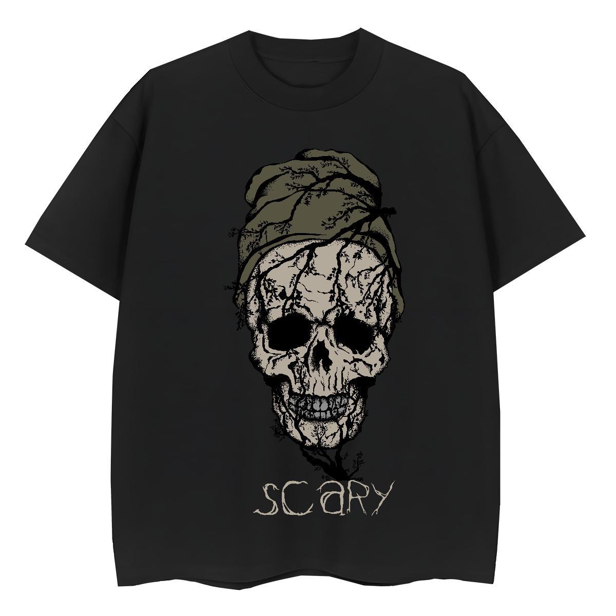2024 DIY Women T Shirts 230g Pure Cotton Breathable Short Sleeve Street Wear skull Unisex Tshirts Designer Black White Polos