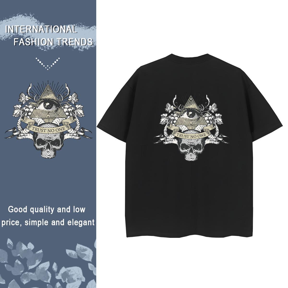 Casual New T shirt 230g Cotton Breathable Casual Daily Wear eye of the devil Couples T Shirts Designer DIY Anime Printed Tops Tees