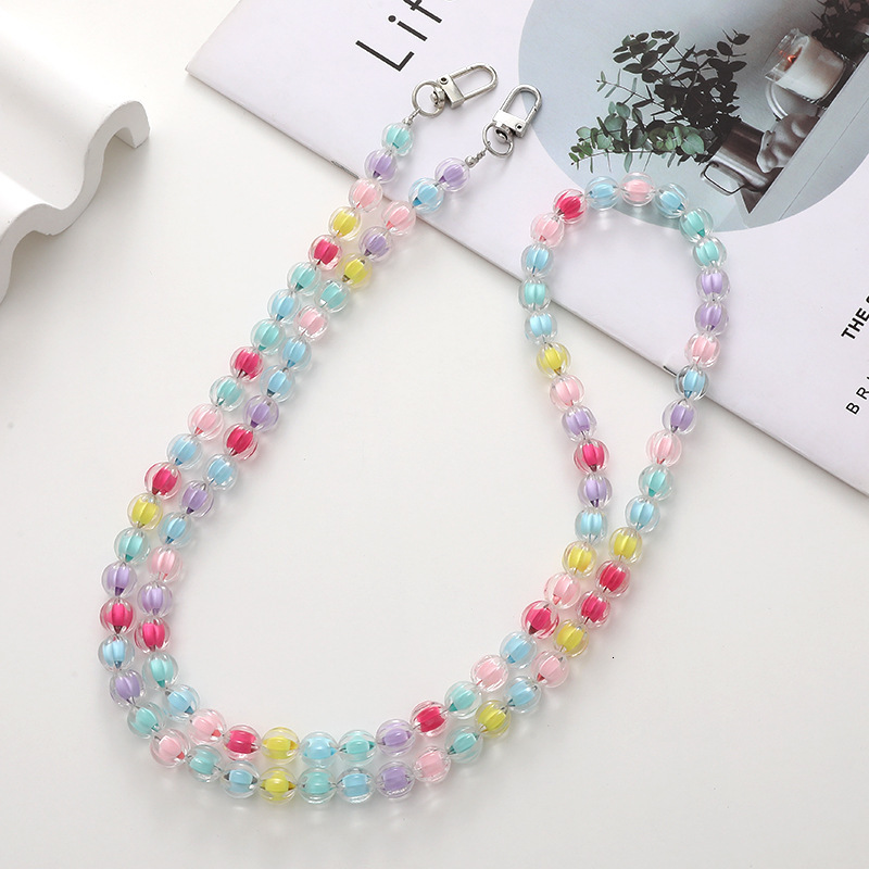 Yilian new in pearl pumpkin crossbody mobile lanyard gift bead phone anti drop chain 120cm