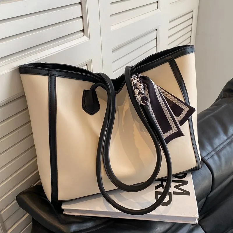 Large Capacity Womens Bag High Quality Bag Student Edition Single Shoulder Pu Handbag Shopping Bag 240903