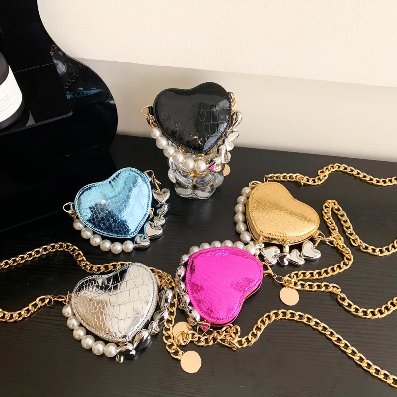 Fashion Mini Love Pearl Handbag Chain Lipstick Envelope Single Shoulder Diagonal Shoulder Bag Women 240904