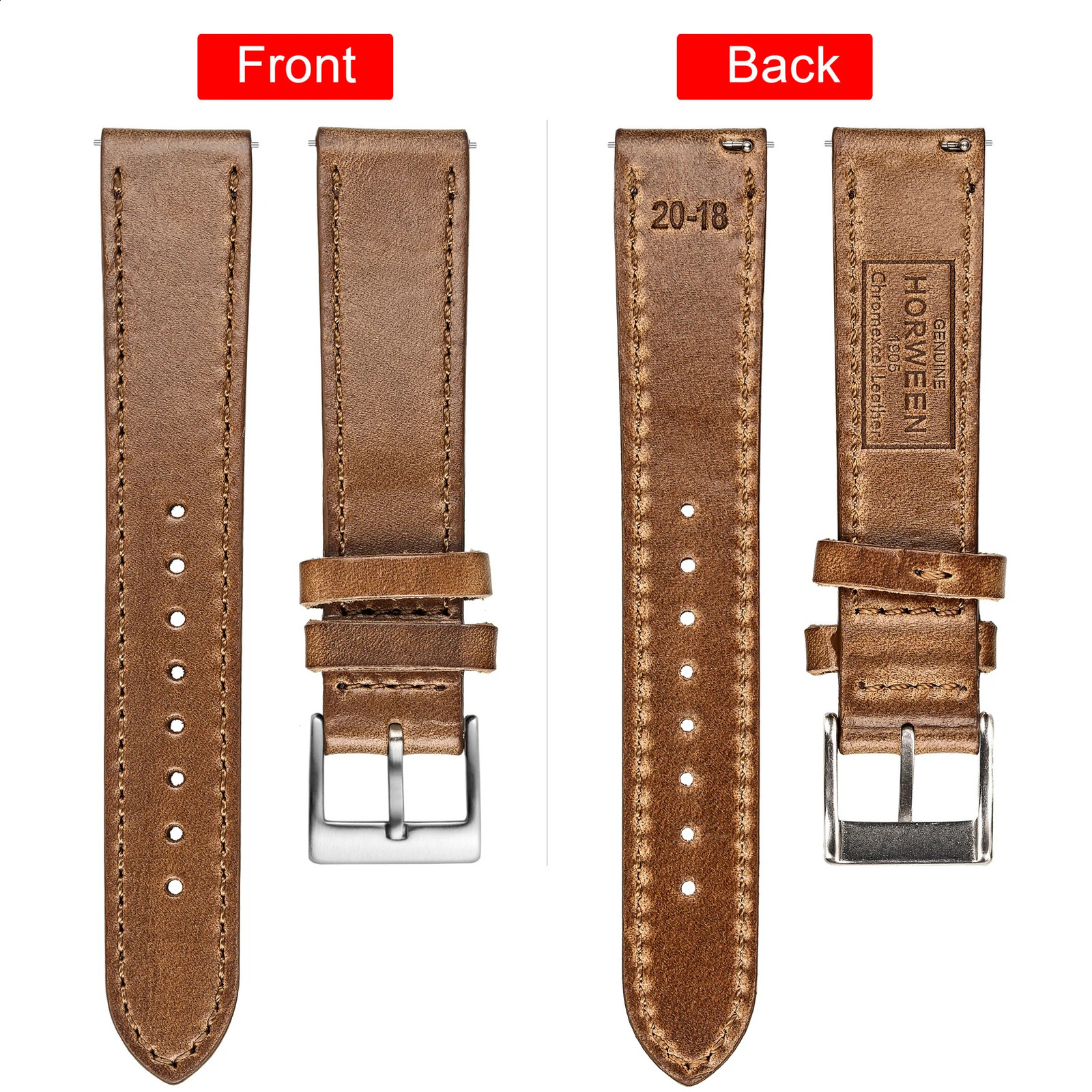 High Quality Horween Genuine Leather Straps Brown Soft Wrap Handmade Horse Leather Wrist Bands 18mm 20mm 22mm 240906