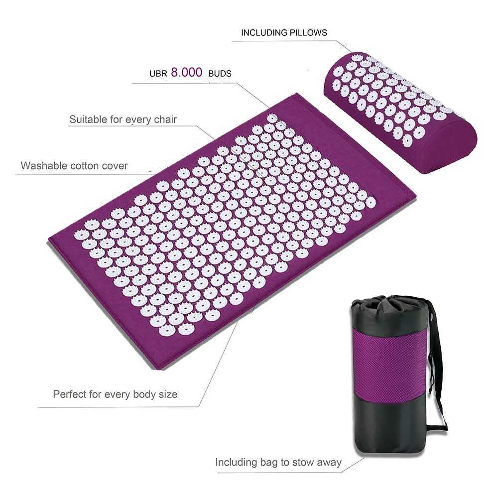65 * 40cm Massage Mat Massage Mat Relieves Back Pain Acupuncture Mat Yoga Mat/Pillow Set W240906