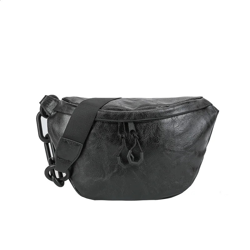 Soft PU Leather Waist Bag Women Quality Fanny Pack Thick Chain Shoulder Crossbody Chest Fashion Belt Bags Purses Packs 240906ZY