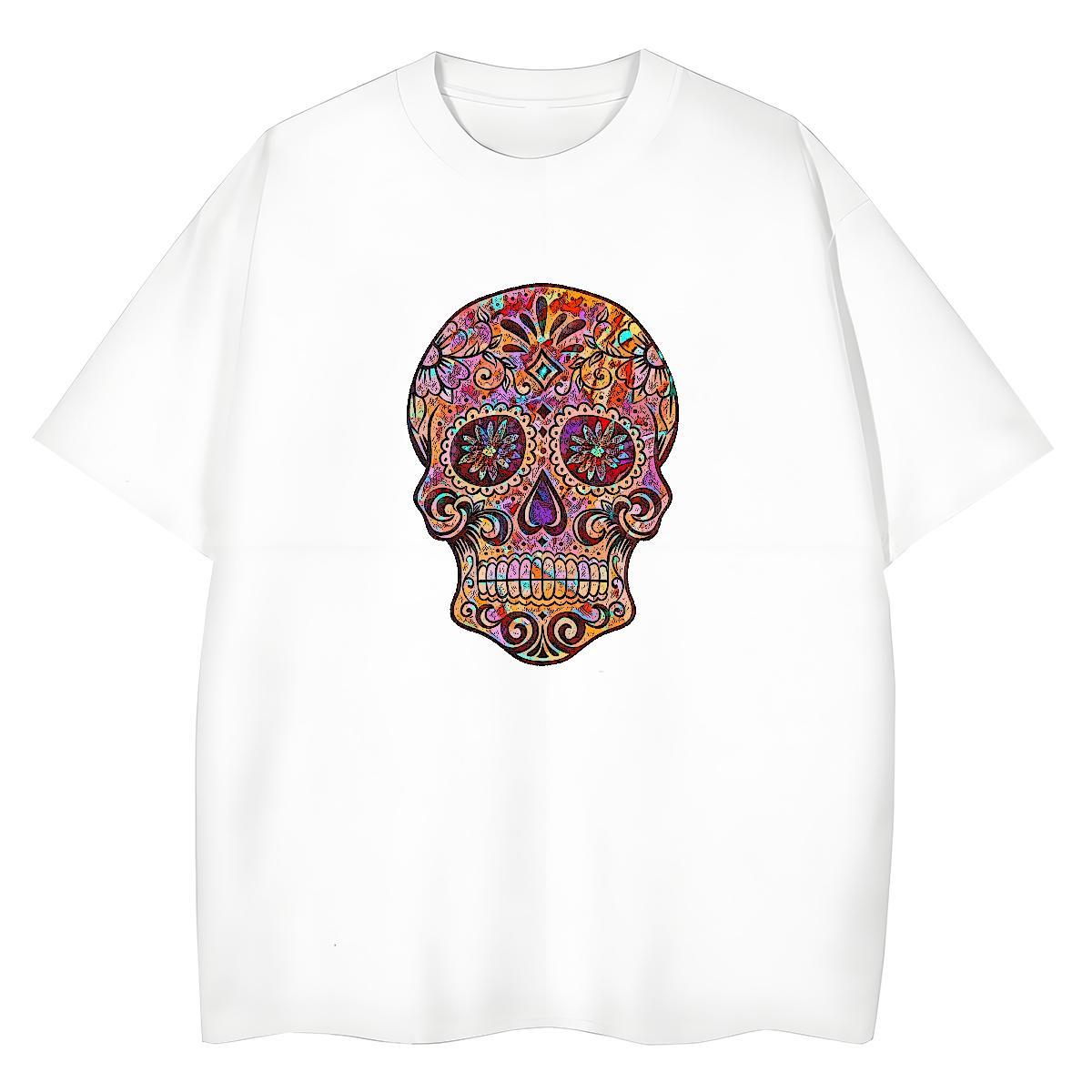 Brand Womens T Shirts 230g Pure Cotton Breathable Short Sleeve Spring Summer skull Women Tshirts Loose fit Customized Print Tops Tees