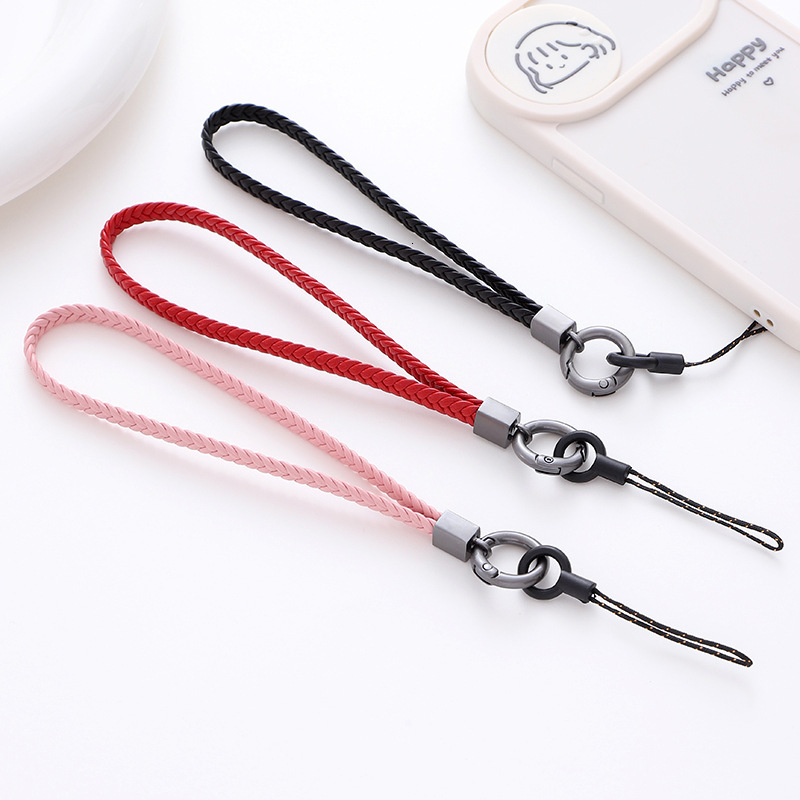 Yi Lian's New 5-Strand Flat Knitted Creative Leather Neck Hanging Rope Mobile Phone Chain Short Wrist Band