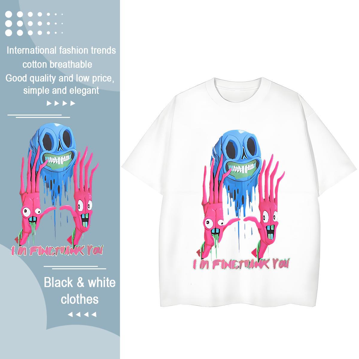 2024 T Shirt For Woman 230g 100% Cotton Breathable Short Sleeve Spring Summer skull Couples T Shirts Comfortable Black White Tees Shirts
