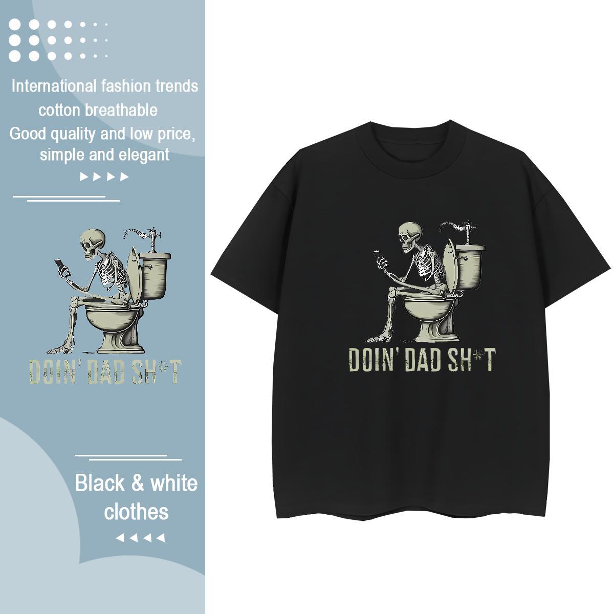 2024 DIY T Shirts Women 230g Cotton Breathable Short Sleeve Sports Casual skull Unisex Tshirts Wholesale Custom Cartoon Top Tees