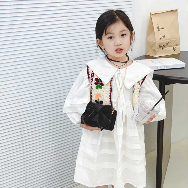 Childrens mini wallet with cute bow cross body bag baby girl coin bag Kawaii childrens leather bag and handbag gift W240906