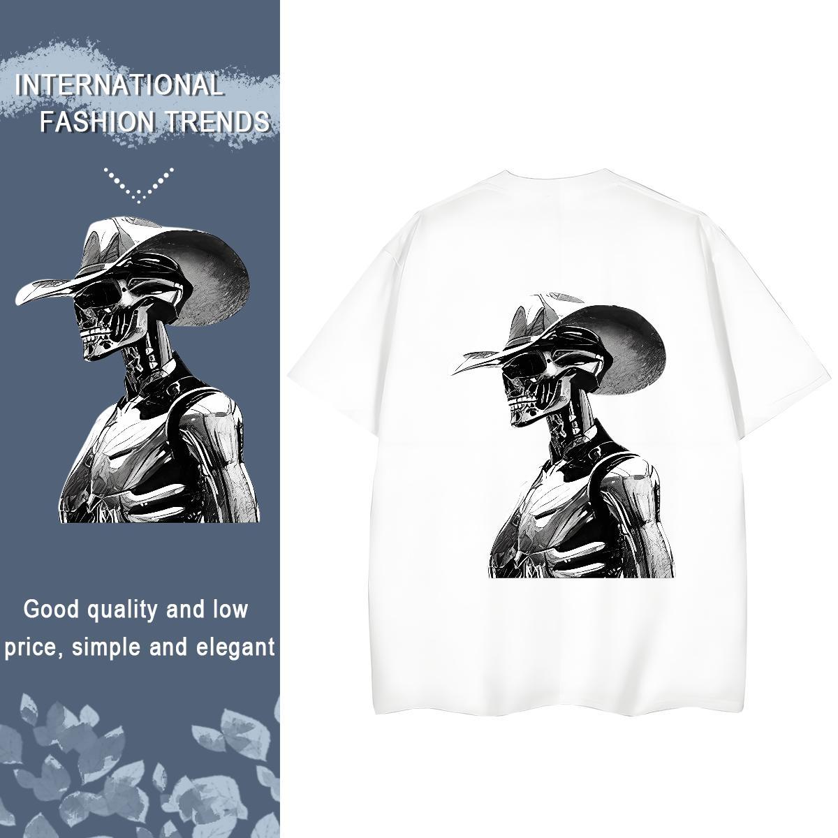 TOP Quality T-Shirts 230g Cotton Breathable Short Sleeve Outdoor skull Womens Tshirts High quality DIY Anime Printed Clothings