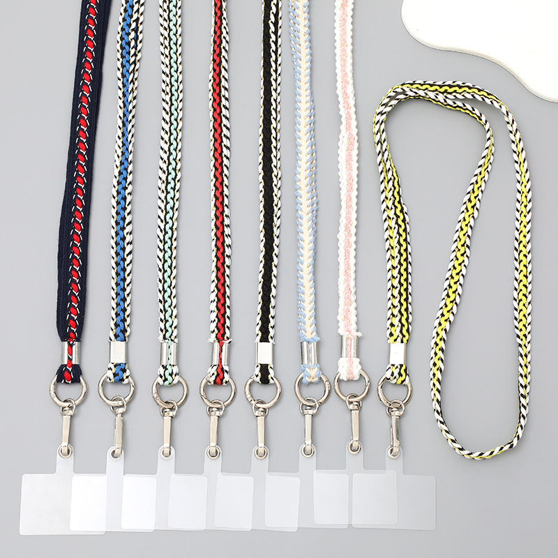 Yilian new style small fragrant woven crossbody chain phone case hanging decoration gradient color shoulder strap anti loss long pendant for women