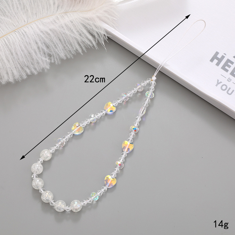 Ins New Crystal Love Chain Bead High Beauty CCD Camera Pendant Phone Hanging Anti Loss Rope