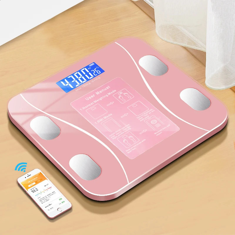 Body composition analyzer with smartphone application Bluetooth compatible smart wireless digital bathroom scale and body fat 240906