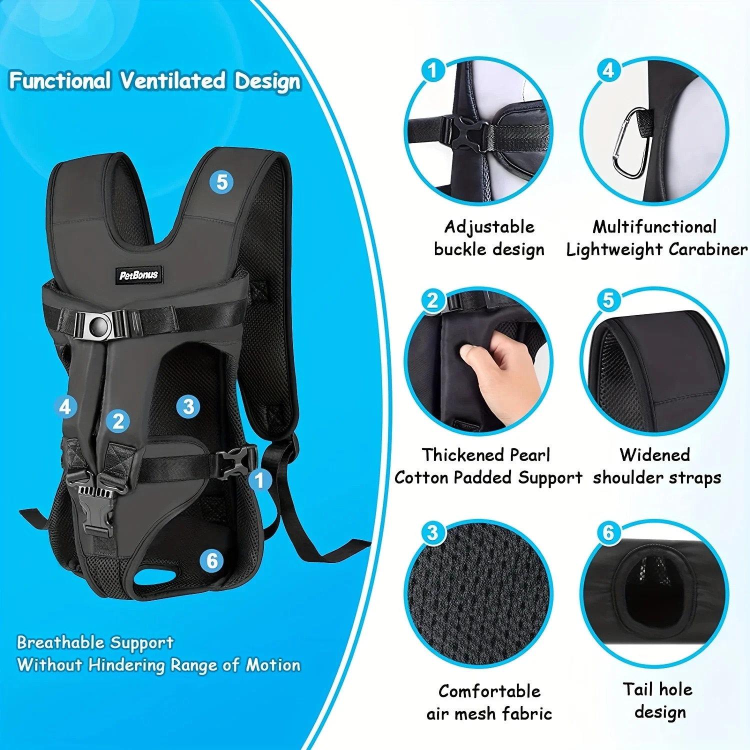 Pet Front Backpac Adjustable Hands Free Dog Backpack Carrier For Medium Small Dogs 240906 4