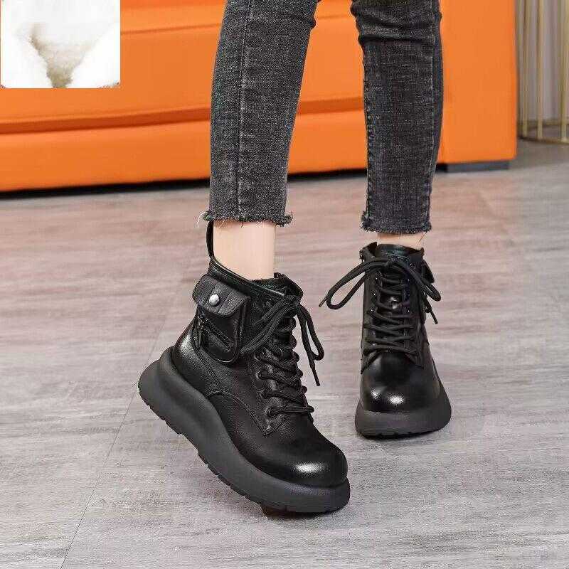CMM Pure Wool Top Layer Leather Boots for Children Winter Boots for Women Versatile Warm and Comfortable Snow Boots