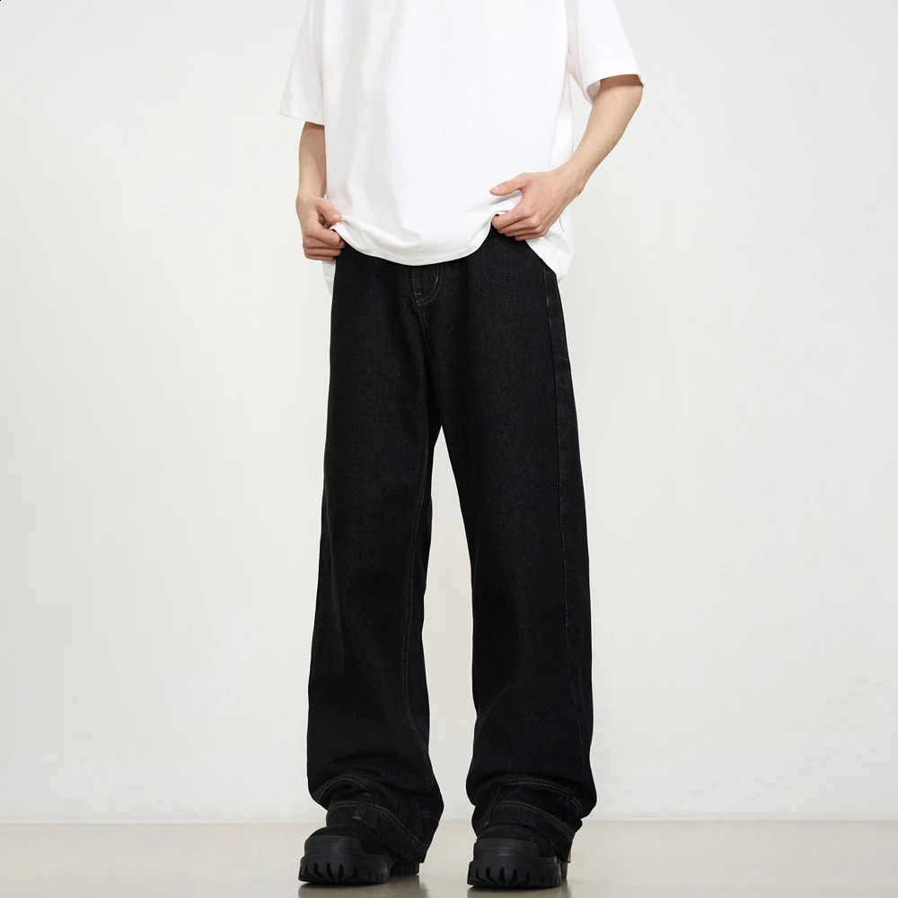 Interesting jeans men Y2k streetwear straight leg loose Trouser summer punk fashion black retro original street 240904