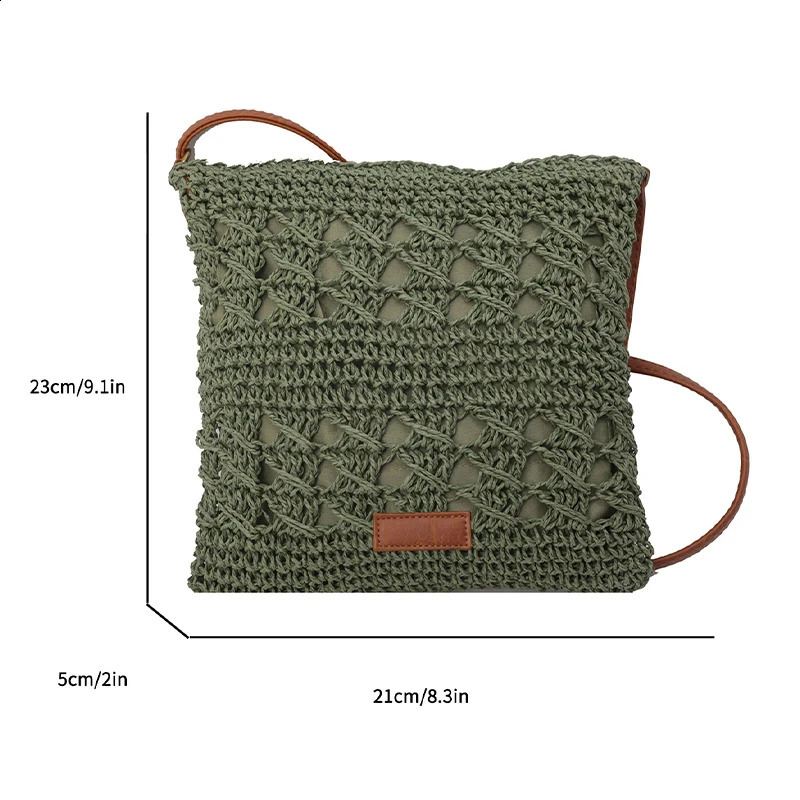 A leisure pure color straw woven bag womens environmental protection advanced materials fine work holiday 240906