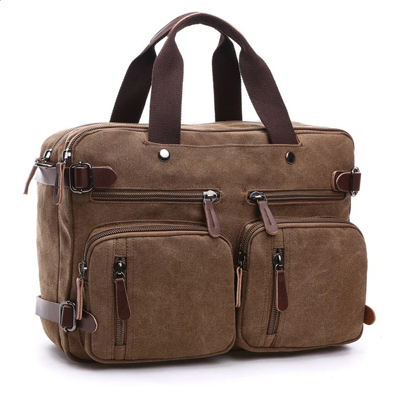 Laptop shoulder bag business briefcase travel backpack travel casual canvas large capacity multifunctional bag 240903