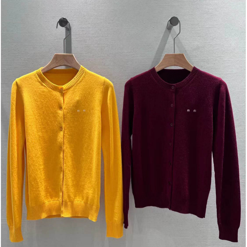 Women 2024 Early Autumn Round Neck Short Sleeve Long Sleeve Slim Fit Knitted Cardigan Versatile Sweater Jacket Top