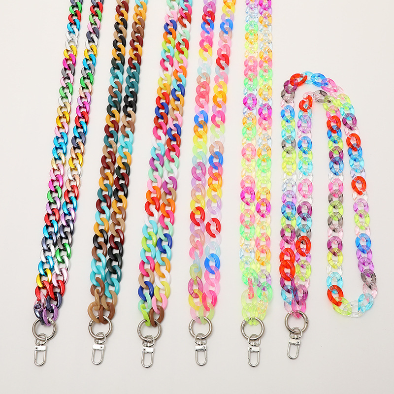17mm acrylic colorful DIY anti lost phone rope shoulder strap crossbody decoration hanging chain for women