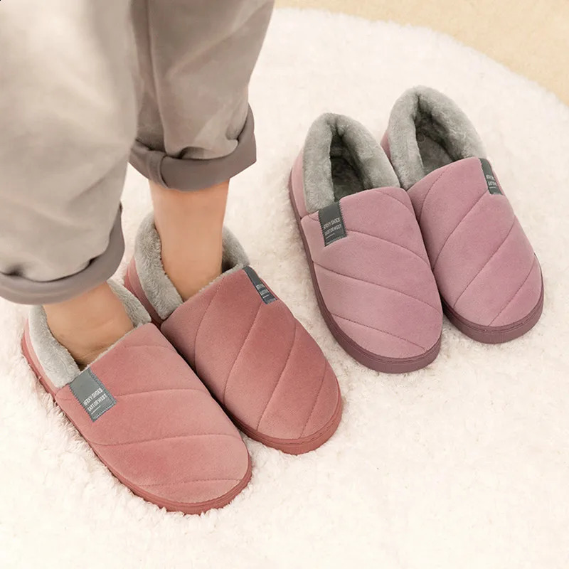 Large 4647 Men Winter Warm Furry slippers Couples Casual Bedroom Outdoor Thick Sole Non-Slip Slides Fashion Shoes For Men 240904