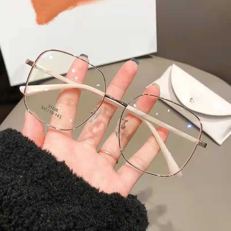 Luxury square frame finished Myopia glasses anti blue light metal frame low beam glasses mens and womens diodes 0-0.5-1.0~-6.0 W240906