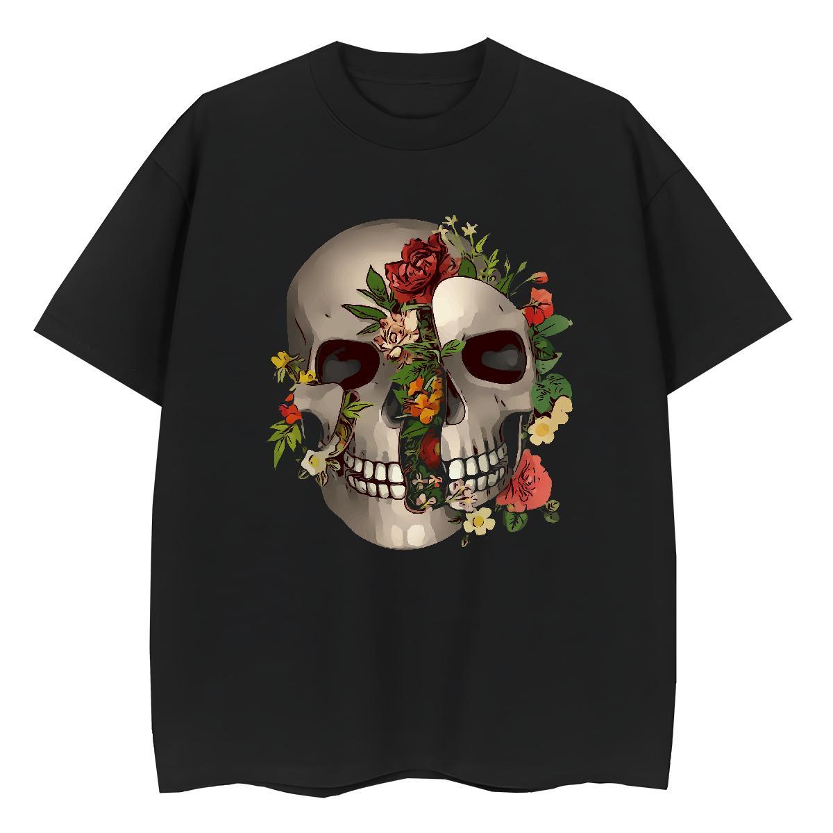 Casual New T shirt 230g Pure Cotton Round Neck Short Sleeve Sports Casual skull Couples T Shirts Designer Custom Print Plus Size Tops