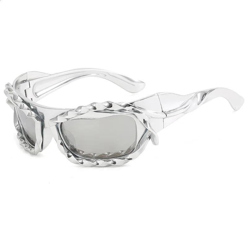 Unique Hip Hop Y2K Womens Sunglasses Sport Twisted Sunglasses Womens Party Shadows Silver Retro 2000 Glasses 240906 - view 6
