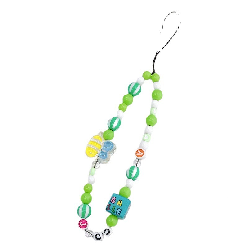 Yi Lian's New Candy Color Little Bee Chain Beaded Hanging Rope Anti drop Short Hand Bracelet Phone Case Decoration