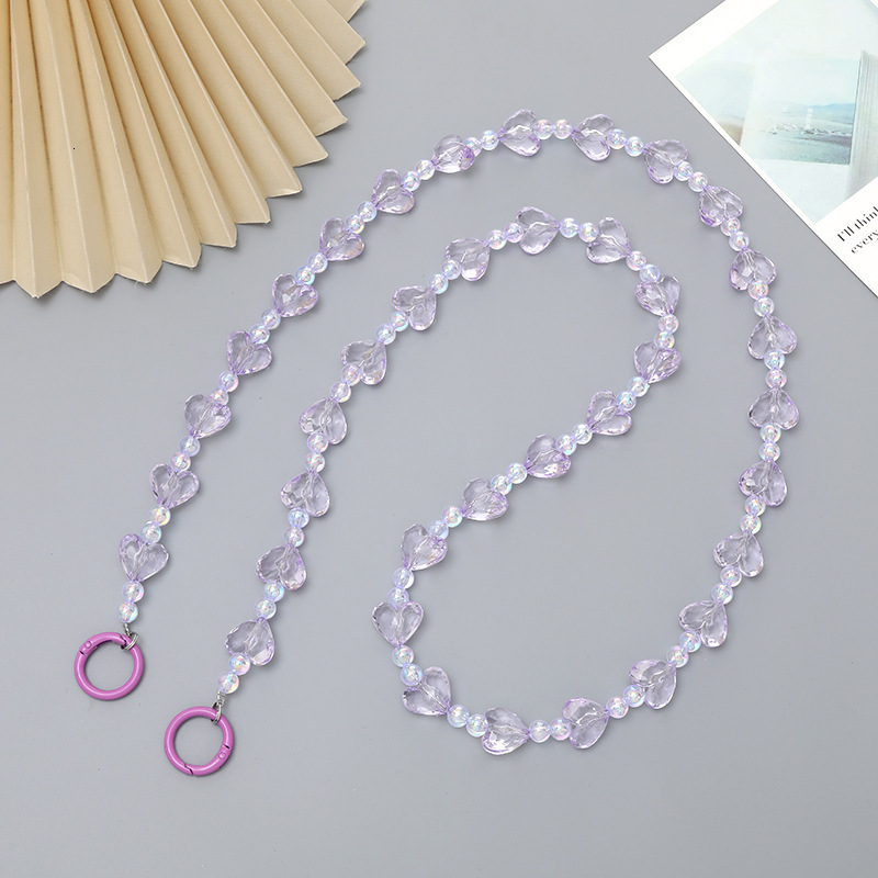 Yilian's new acrylic love crossbody chain with high-end feel, handmade bead hanging rope bag decoration, phone case pendant