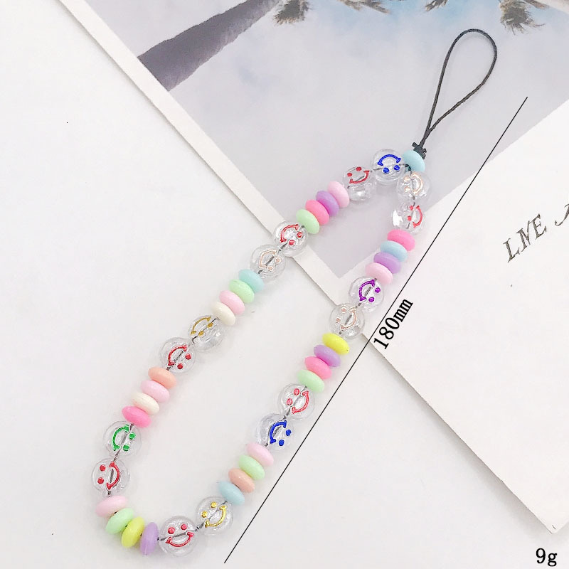 Yilian's new acrylic smiley face chain DIY accessories handmade bead phone case anti drop hanging pendant