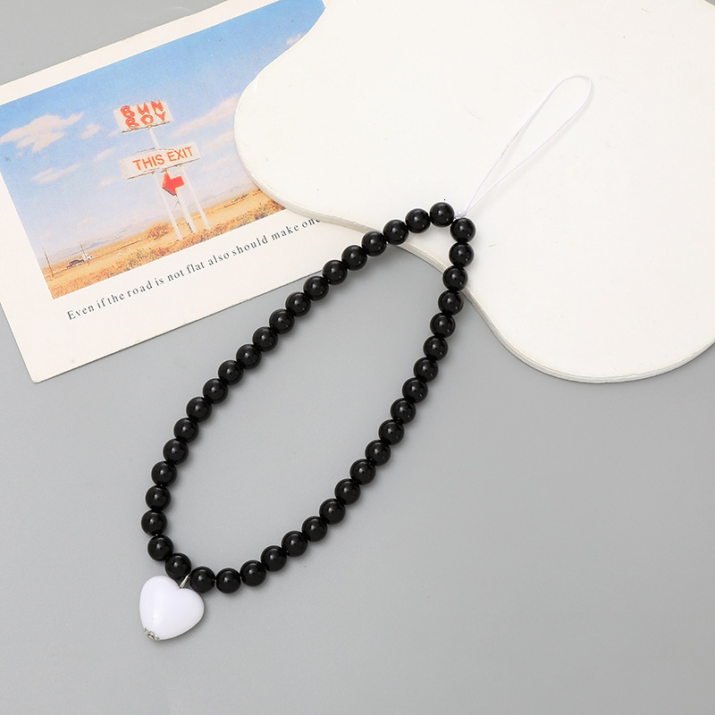 Yilian's new teddy bear beaded DIY phone case hanging rope love pendant short wrist anti loss chain