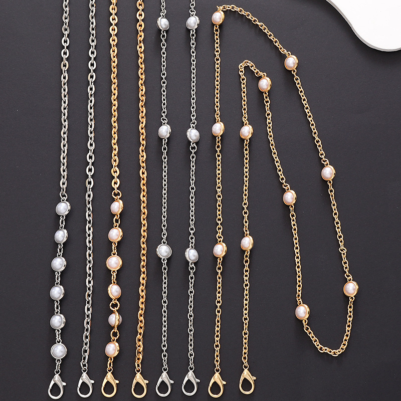 Yilian's new metal pearl crossbody phone case pendant bag chain shoulder strap hanging rope for women