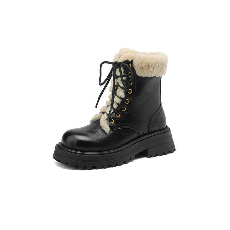 CMM Sweet and Spicy Senior Velvet Strap Thick Bottom Boots Womens Black Short Boots Winter Snow Boots