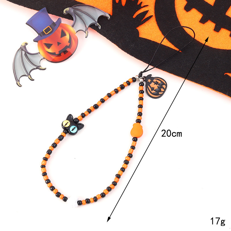 Halloween New Product Skull Pumpkin Ghost Head Bead Chain CCD Camera Accessories Phone Hanging Rope Female