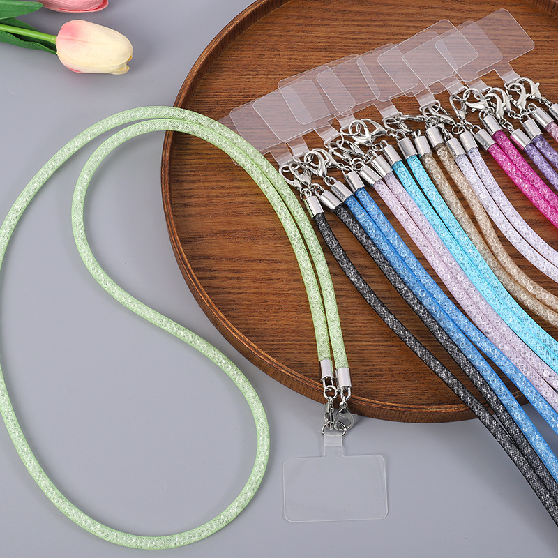 New universal mobile long mesh rope, crossbody chain, creative crystal lanyard, phone case, pendant chain