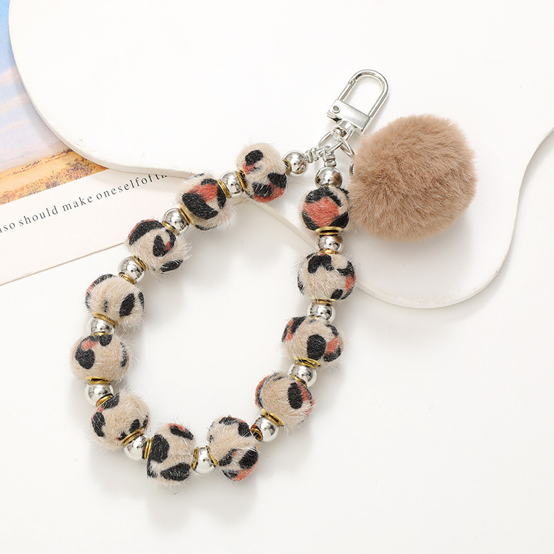 Yilian autumn and winter bead DIY plush ball pendant mobile phone case hanging rope for women