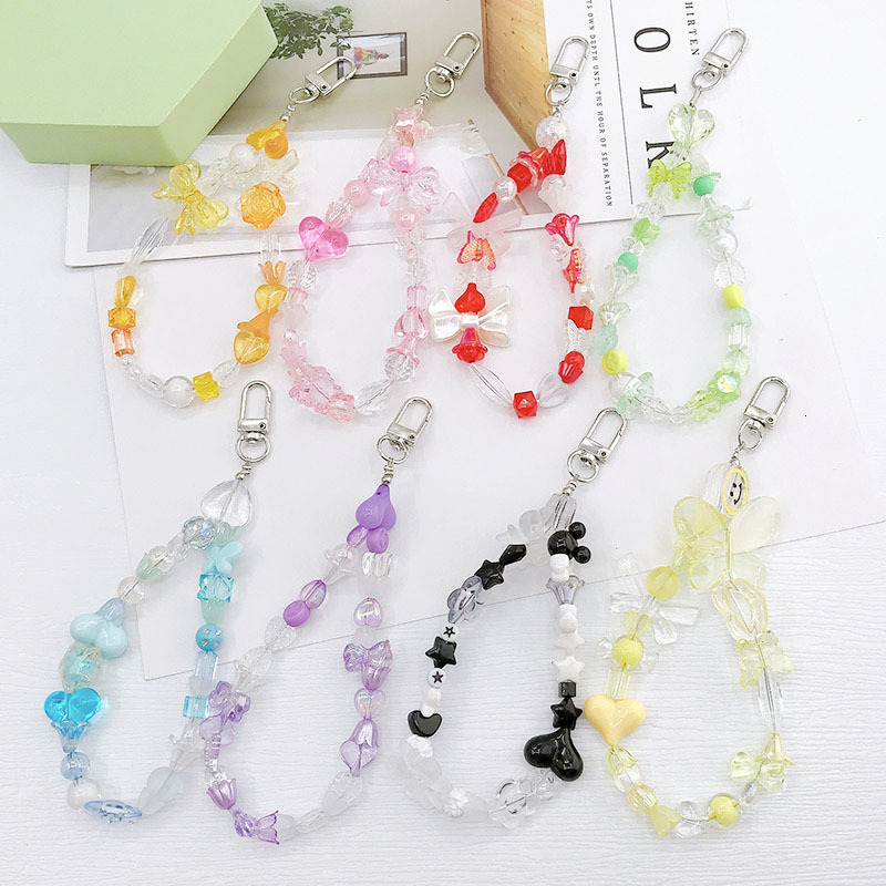 Yilian's new acrylic mixed color pendant DIY phone case handmade bead earphone bag hanging accessories for women