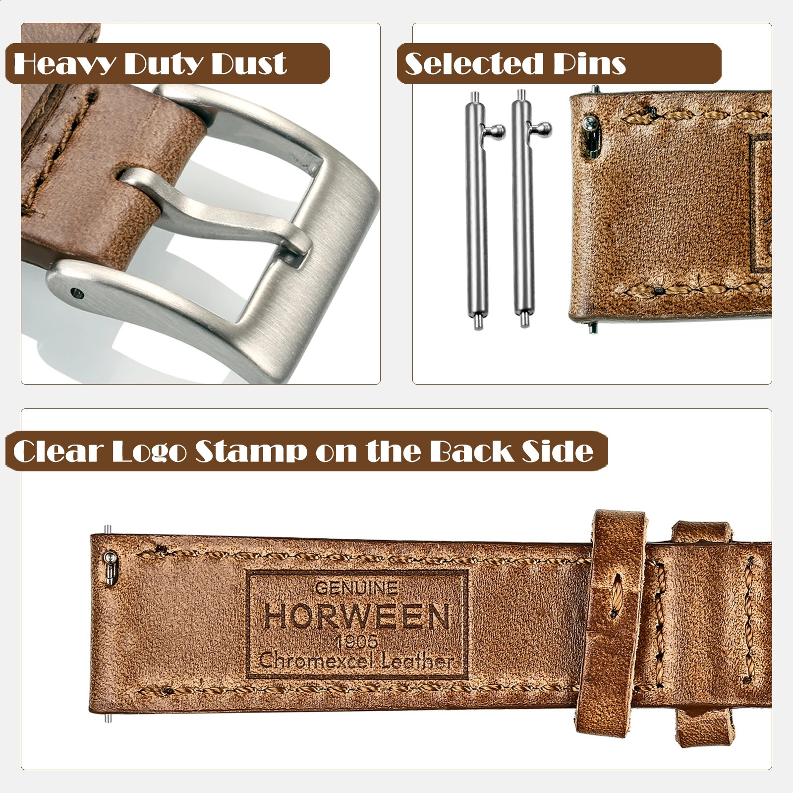 High Quality Horween Genuine Leather Straps Brown Soft Wrap Handmade Horse Leather Wrist Bands 18mm 20mm 22mm 240906