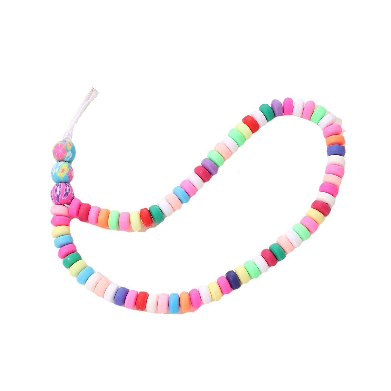 Yilian's new colorful heart-shaped bead chain, phone case pendant, fall and anti loss short hanging rope gift for women