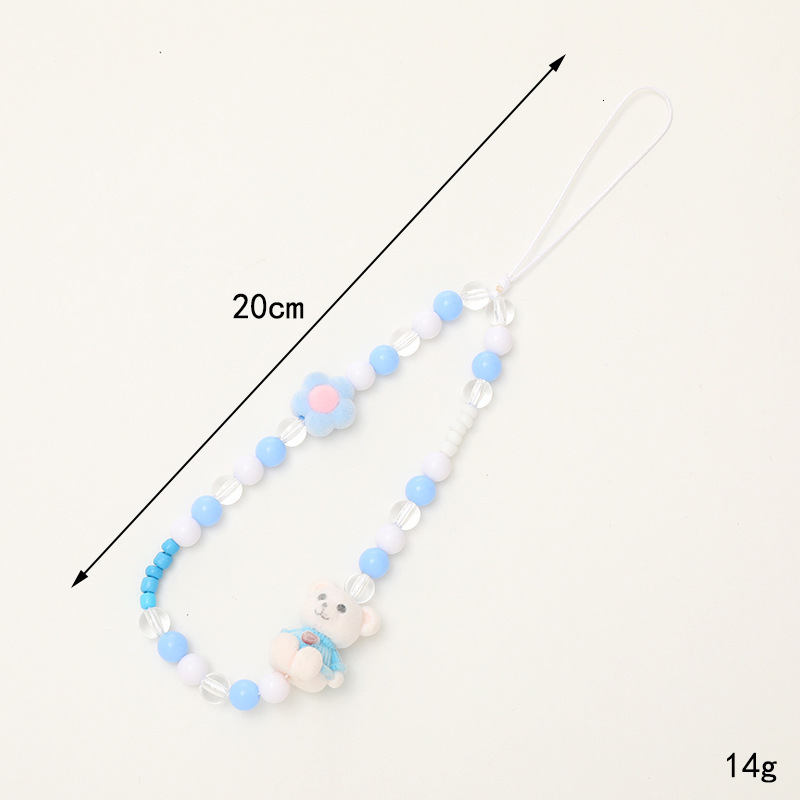 Yilian new cute little bear bead chain short phone case hanging rope small fresh wrist strap anti loss pendant